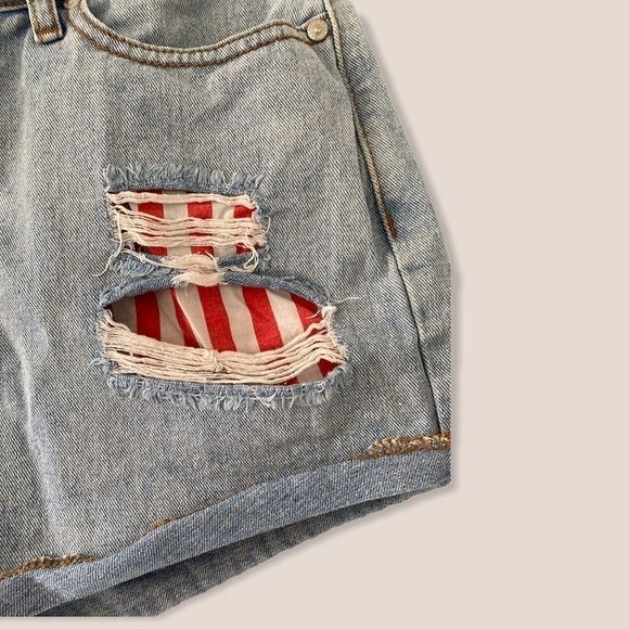 GUESS Distressed American Flag Jean Shorts - Picture 3 of 8